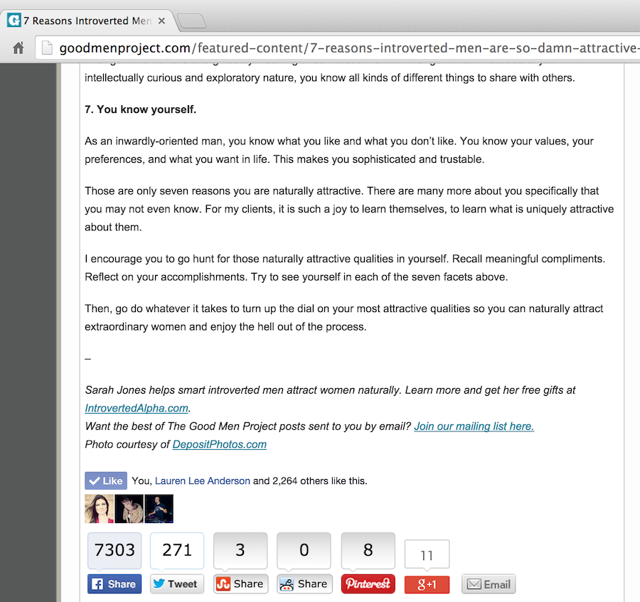 Good Men Project GMP 7 Reasons by Sarah Jones- Introverted Men Are Attractive