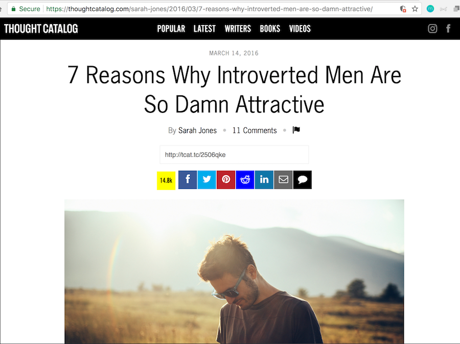 Thought Catalog 7 Reasons by Sarah Jones - Introverted Men Are Attractive